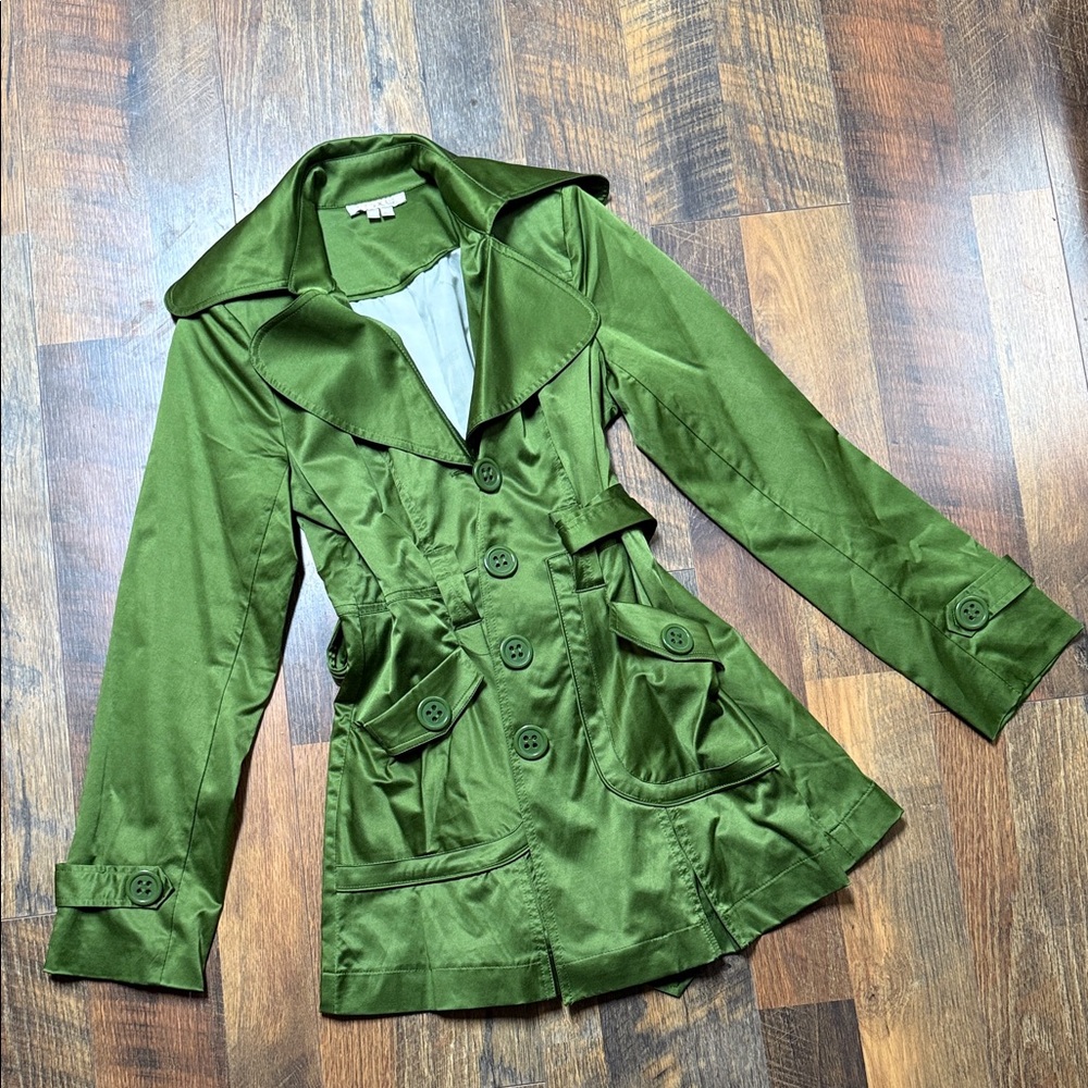 XOXO Olive Green Women's Trench Coat